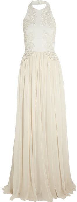 Elie Saab Guipure Lace-Appliquéd Stretch-Knit and Silk-Chiffon Gown ($2,600)