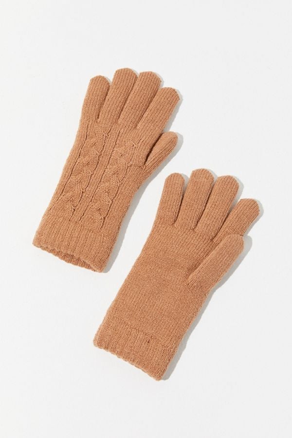 Cable Knit Chenille-Lined Gloves