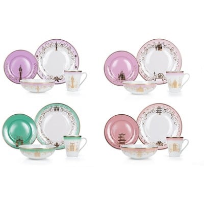 Robe Factory LLC Disney Themed 16 Piece Ceramic Dinnerware Set Collection 2