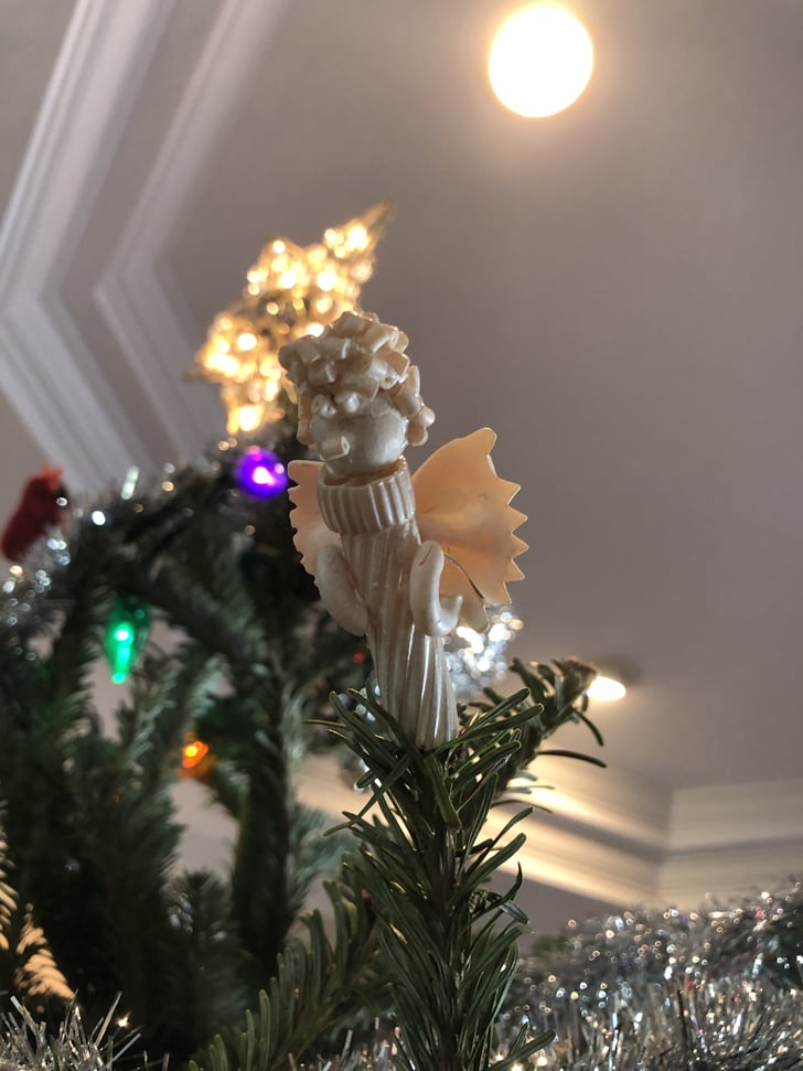This DIY Macaroni Angel Decorating Family Christmas Tree With
