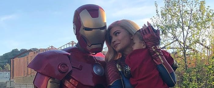 Kylie Jenner Dressed As Captain Marvel With Travis Scott Popsugar Celebrity