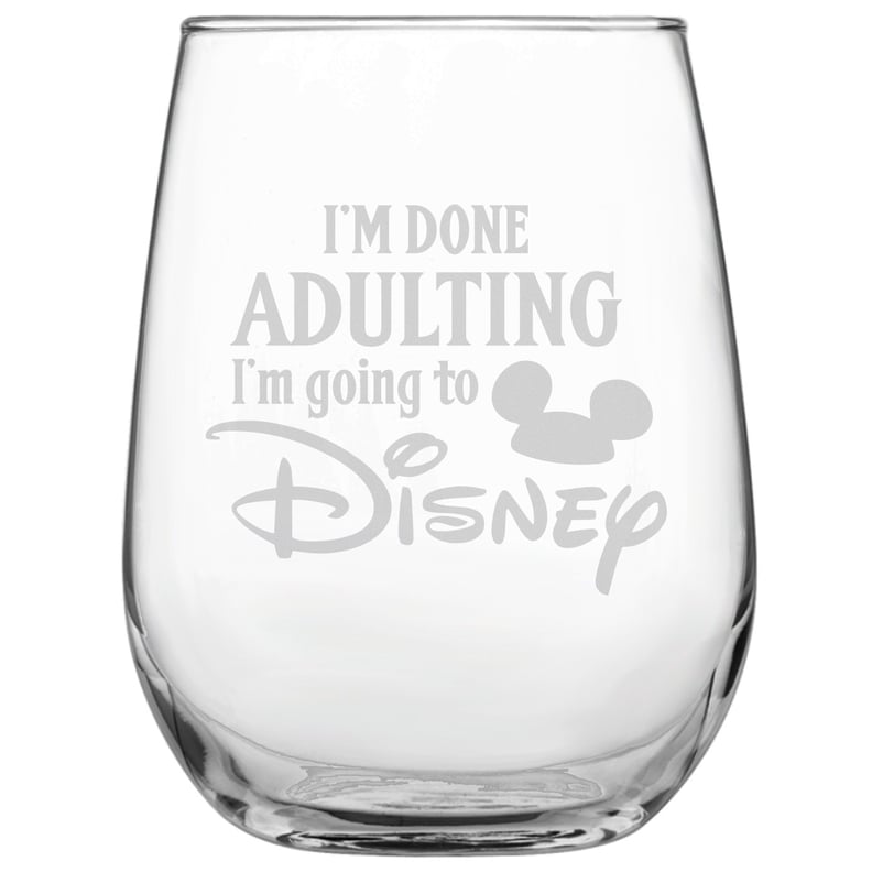 Engraved Disney-Inspired Stemless Wine Glass