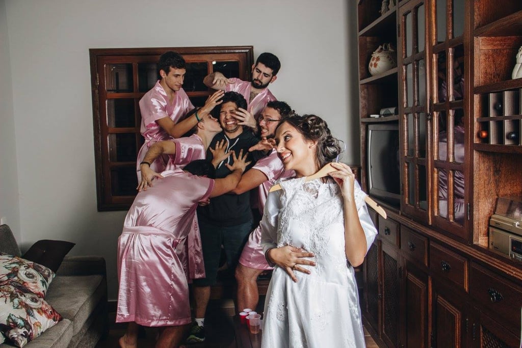 Bride Does Wedding Photo Shoot With Guy Friends