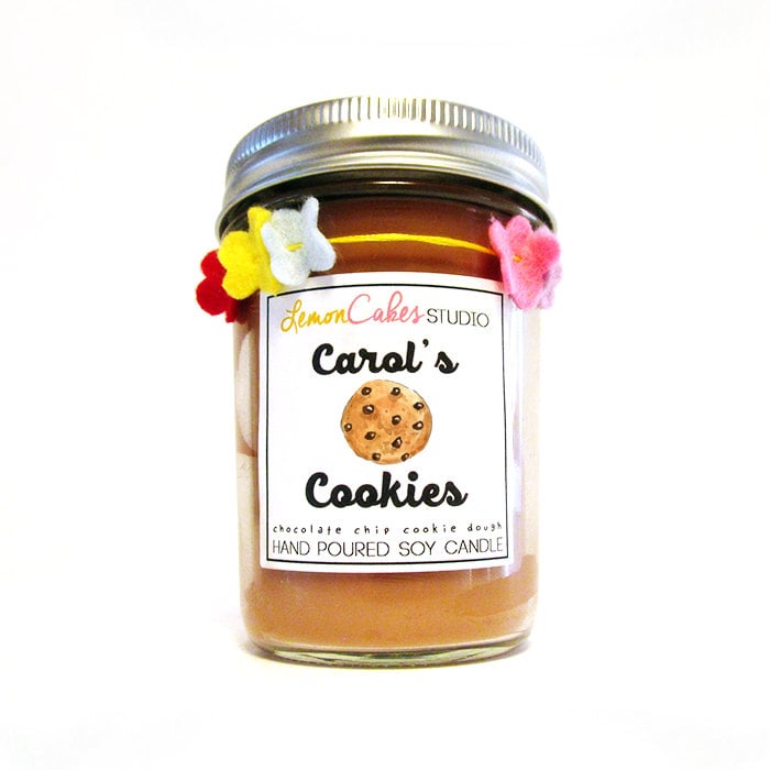 Carol's Cookies candle ($12) with chocolate chip cookie dough notes