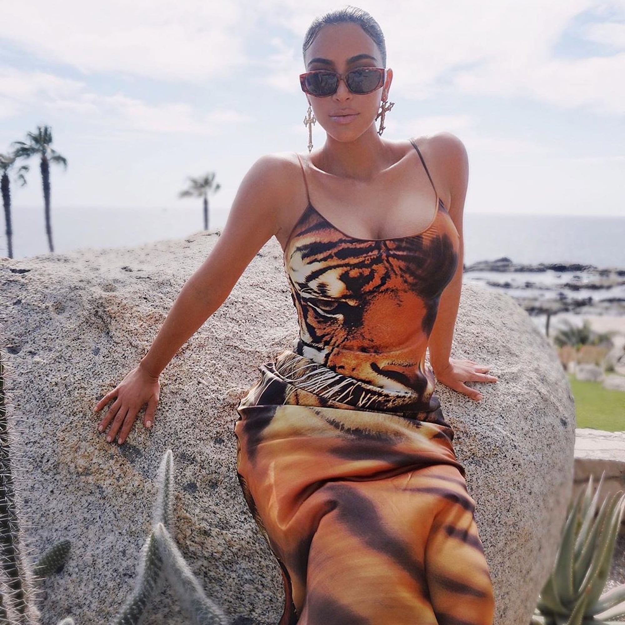 Strikt Huis boot Kim Kardashian Wore a Vintage Roberto Cavalli Tiger Dress | POPSUGAR Fashion