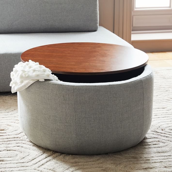 West Elm Upholstered-Base Storage Ottoman