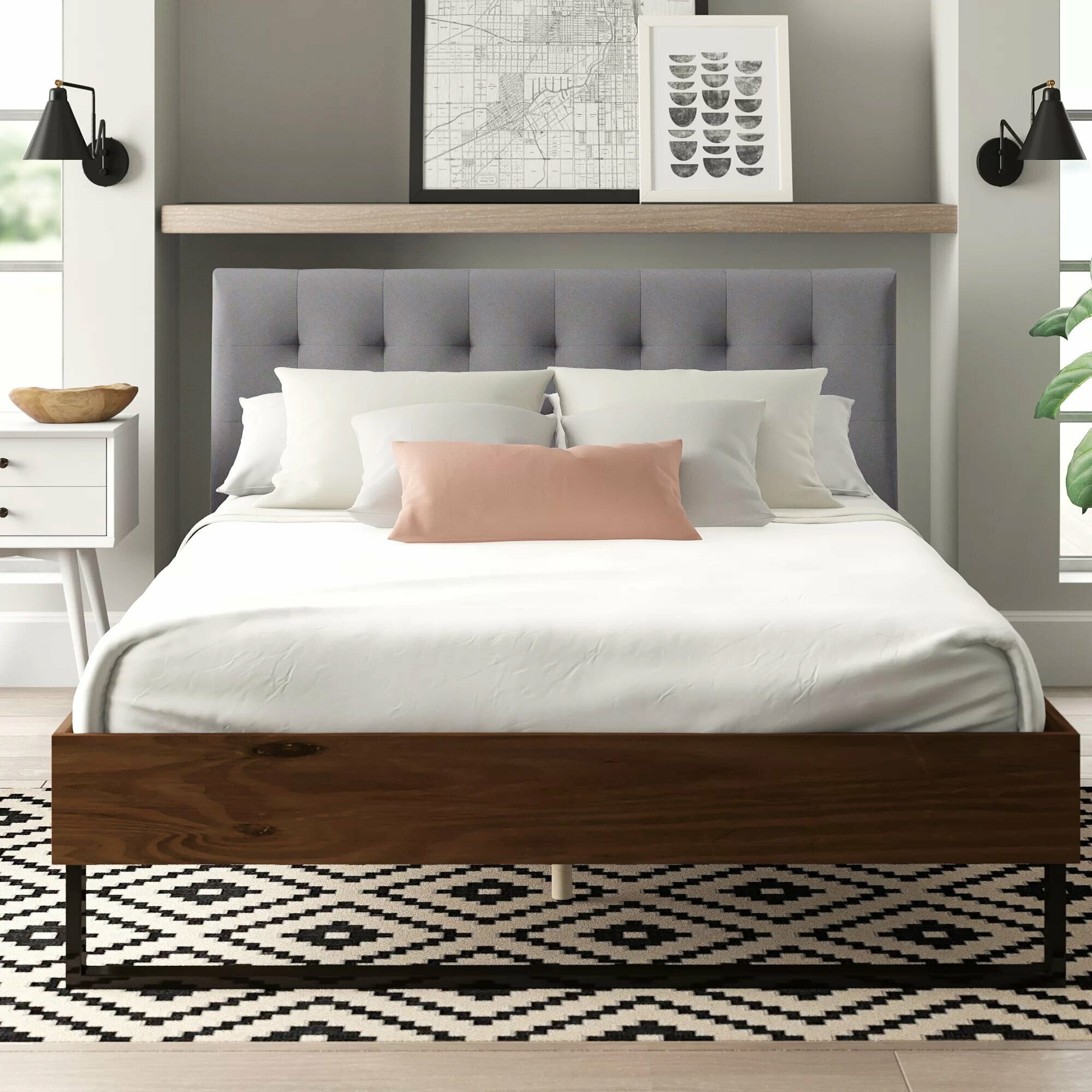 Aurelio upholstered clearance platform bed