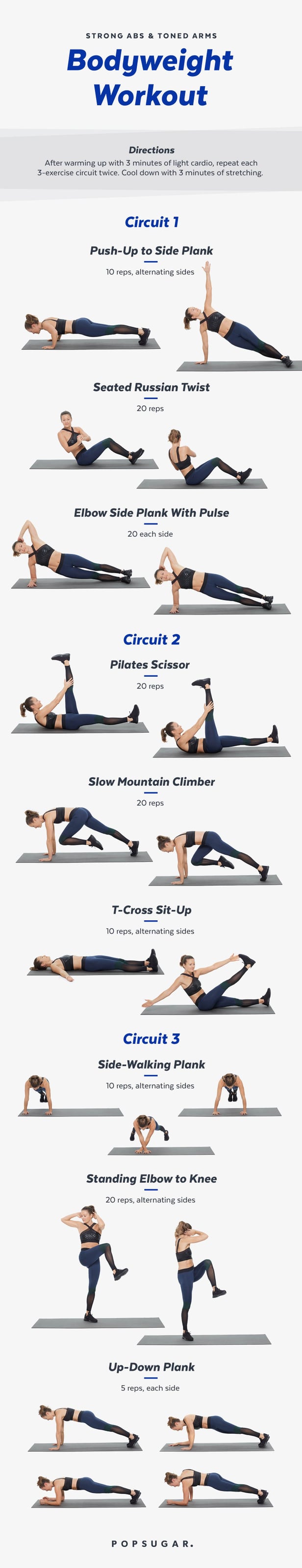 Printable Bodyweight Workout For Abs and Arms