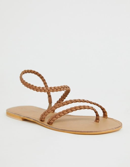 ASOS Design Forecast Leather Asymetric Flat Sandals