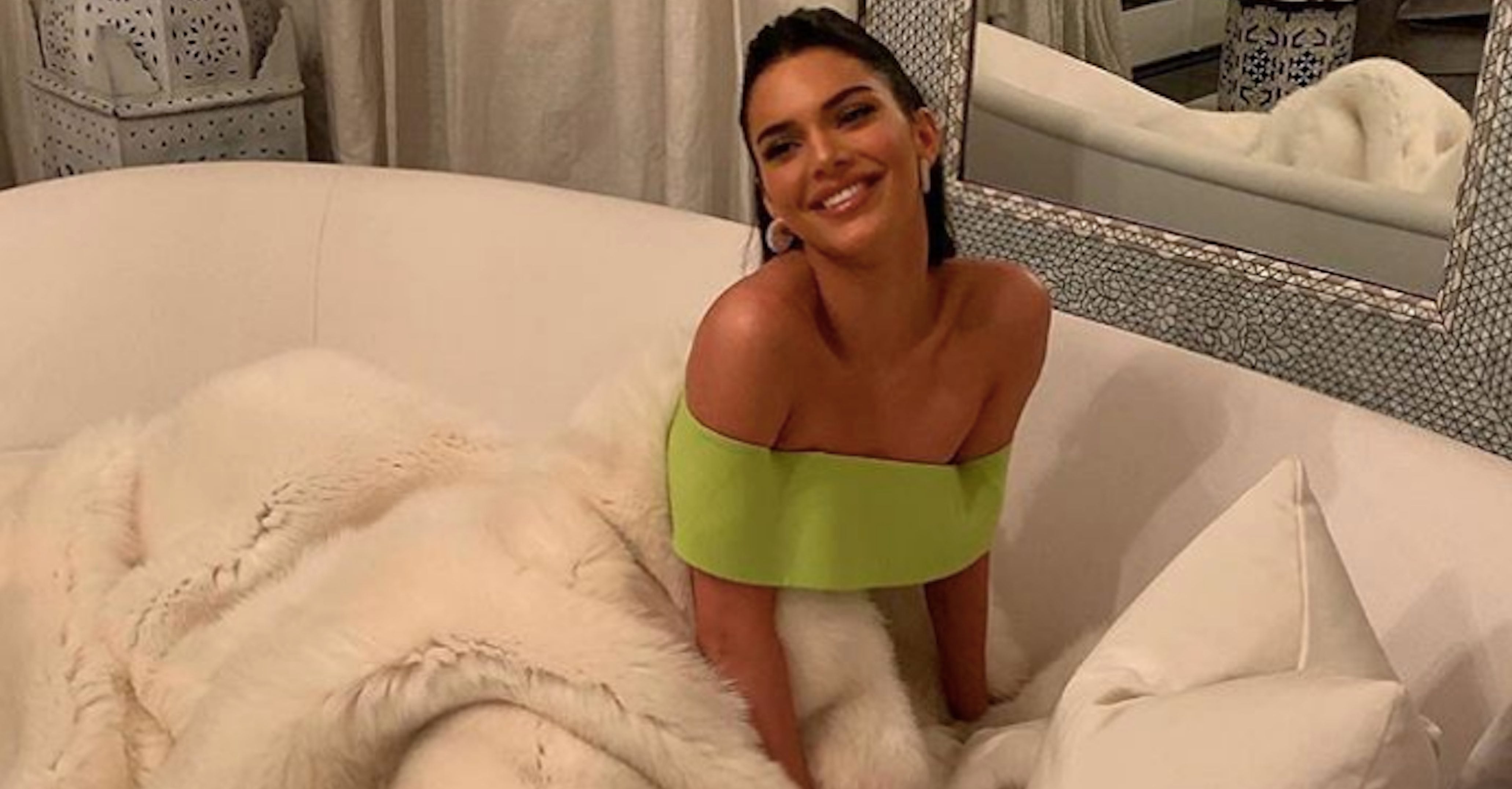 Kendall Jenner Green Christian Siriano Dress Christmas 2018 | PS Fashion