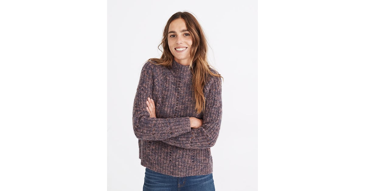 Pointelle Mockneck Pullover Sweater 