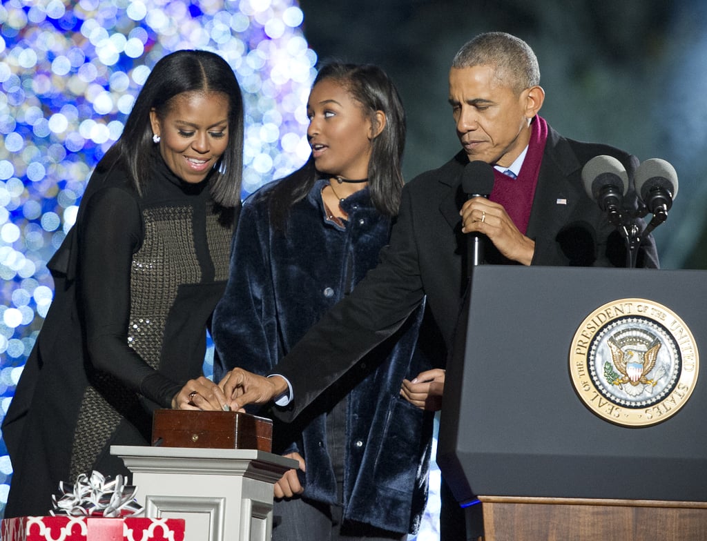Sasha Wore This Reversible Fur Coat to the 2016 Tree Lighting Ceremony