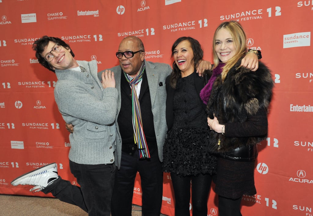 Andy Samberg posed with Rashida Jones and her parents, Quincy Jones and Peggy Lipton, as they promoted Celeste and Jesse Forever at the 2012 Sundance Film Festival.