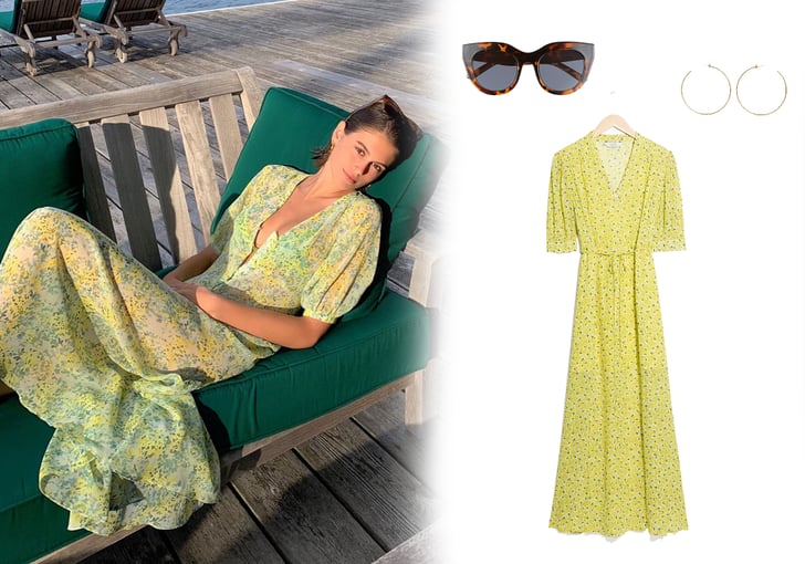 Kaia Gerber Yellow Floral Dress 