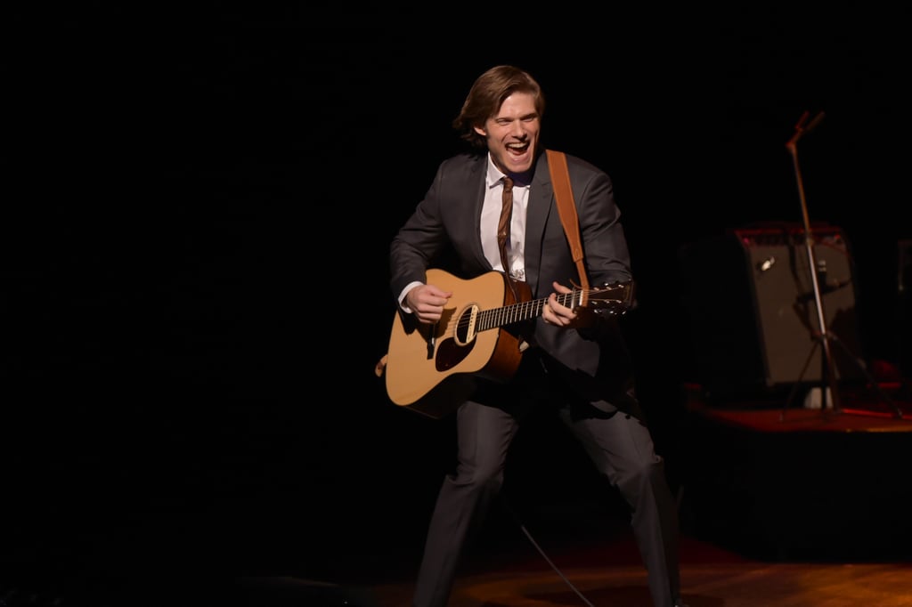 No offence, but I would look through at least 100 pictures of Chris Carmack playing a guitar in a suit and tie.