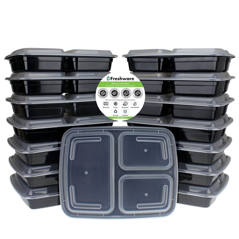 15-Pack 3-Compartment Bento Lunch Boxes