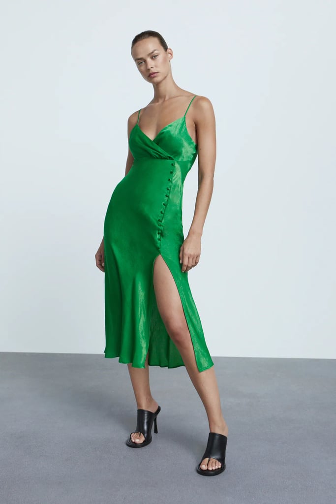 A Vibrant Slip: Zara Buttoned Slip Dress