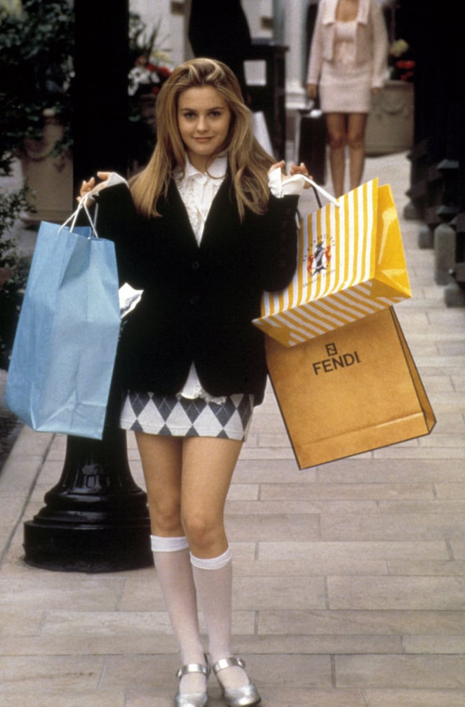 The look: Cher on a shopping spree
What you'll need: Miniskirt, blazer, tights, Mary Janes, and plenty of designer shopping bags