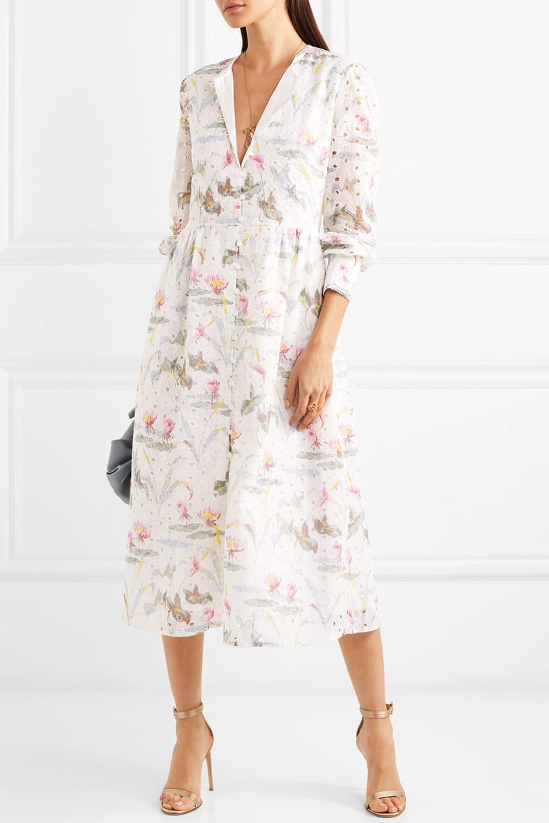 Vilshenko Kimberley Floral-Print Broderie Anglaise Cotton-Blend Dress