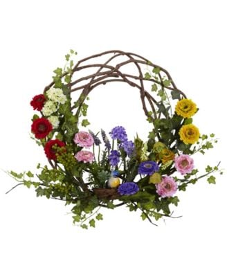 Nearly Natural Spring Floral Wreath