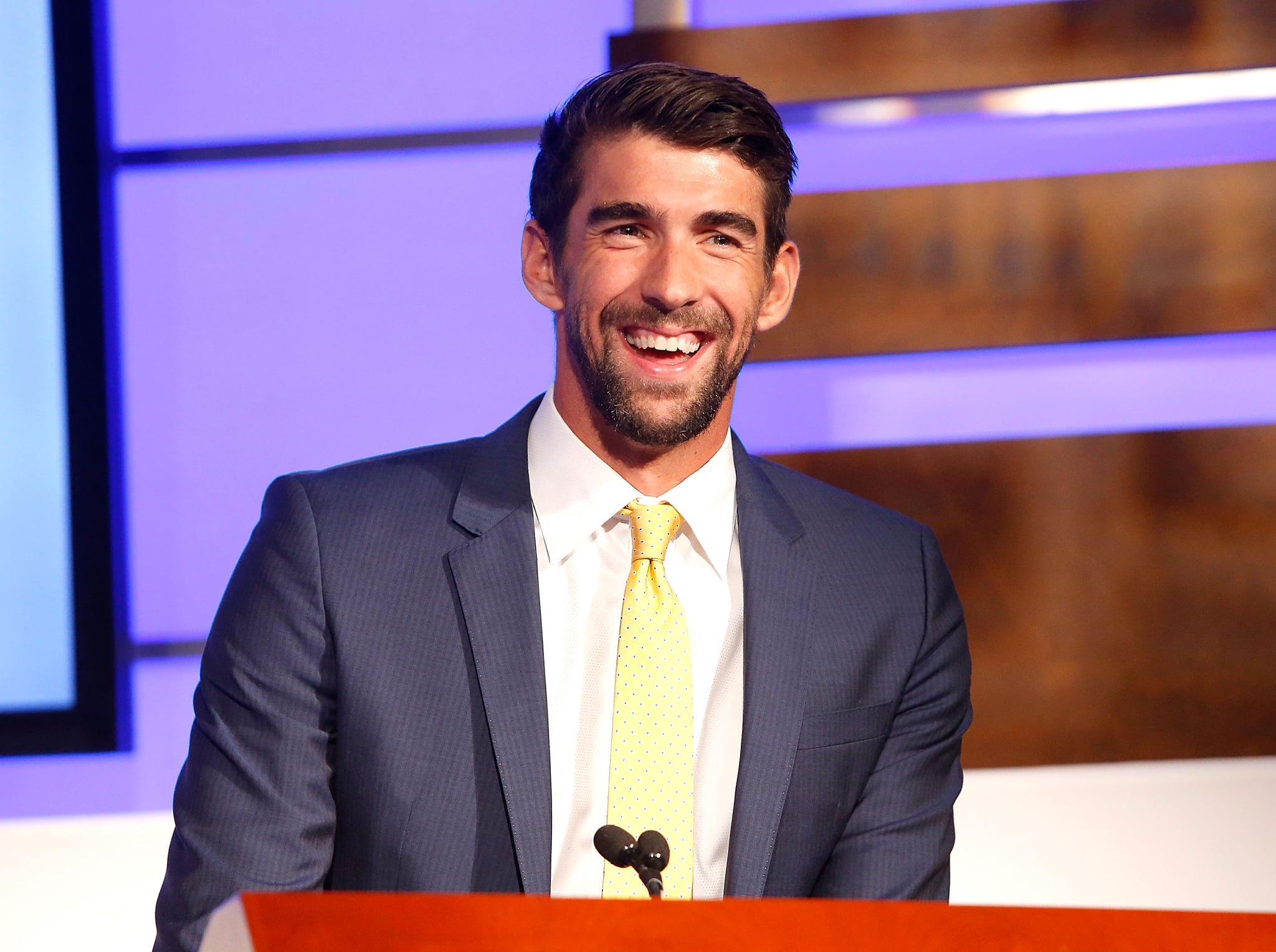 WASHINGTON, DC - MAY 04: Swimmer Michael Phelps speaks at the National Children's Mental Health Awareness Day event at George Washington University on May 4, 2017 in Washington, DC. (Photo by Paul Morigi/Getty Images)