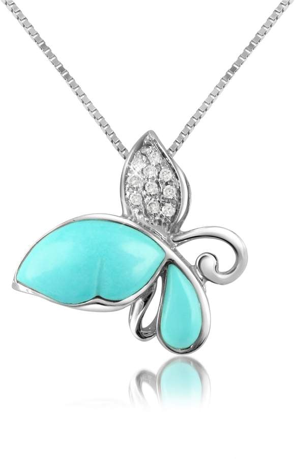 Del Gatto Diamond Gemstone Butterfly Necklace