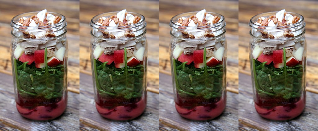 Grilled Beet and Chicken Spinach Salad in a Jar