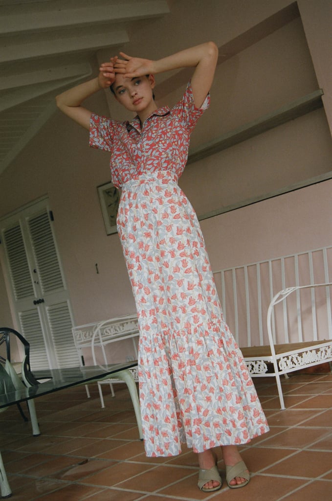 Coco Shop Maxi Skirt in Orange Bougainvillea