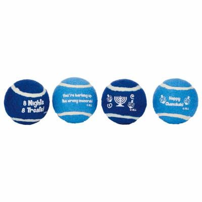 Set of 4 Hanukkah Theme Dog Balls