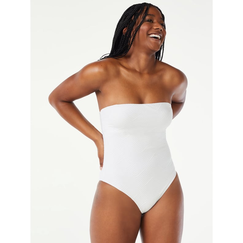 Walmart Love & Sports Textured Strapless One-Piece Swimsuit