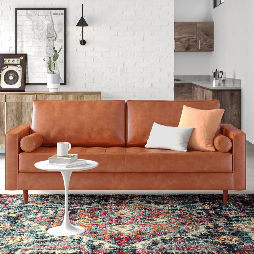 Best Furniture Deal: Hailee 84'' Genuine Leather Square Arm Sofa