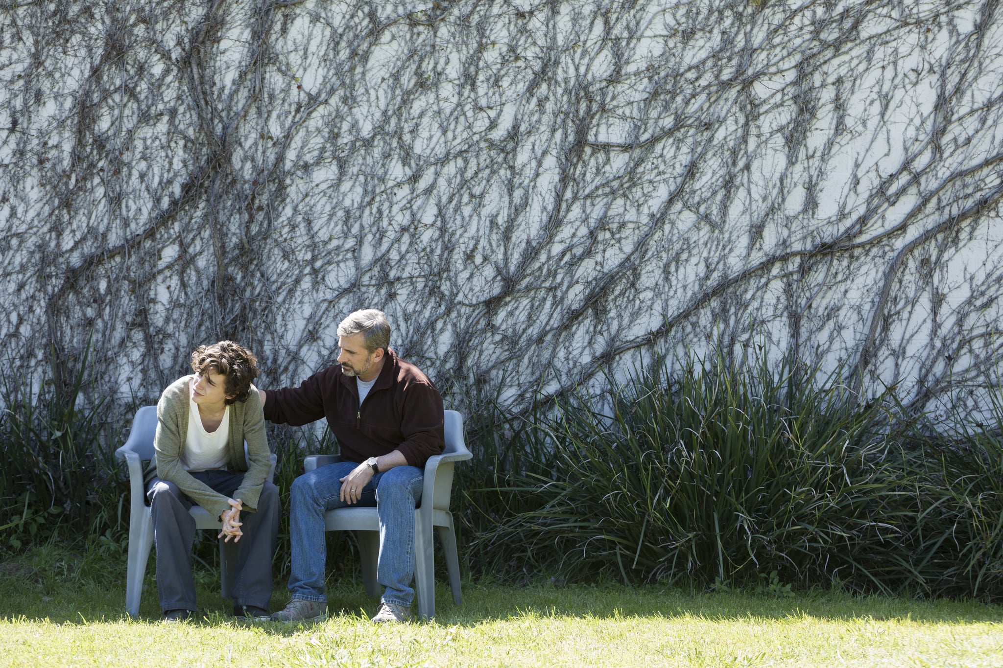 Timothe Chalamet as Nic Sheff and Steve Carell as David Scheff star in BEAUTIFUL BOY