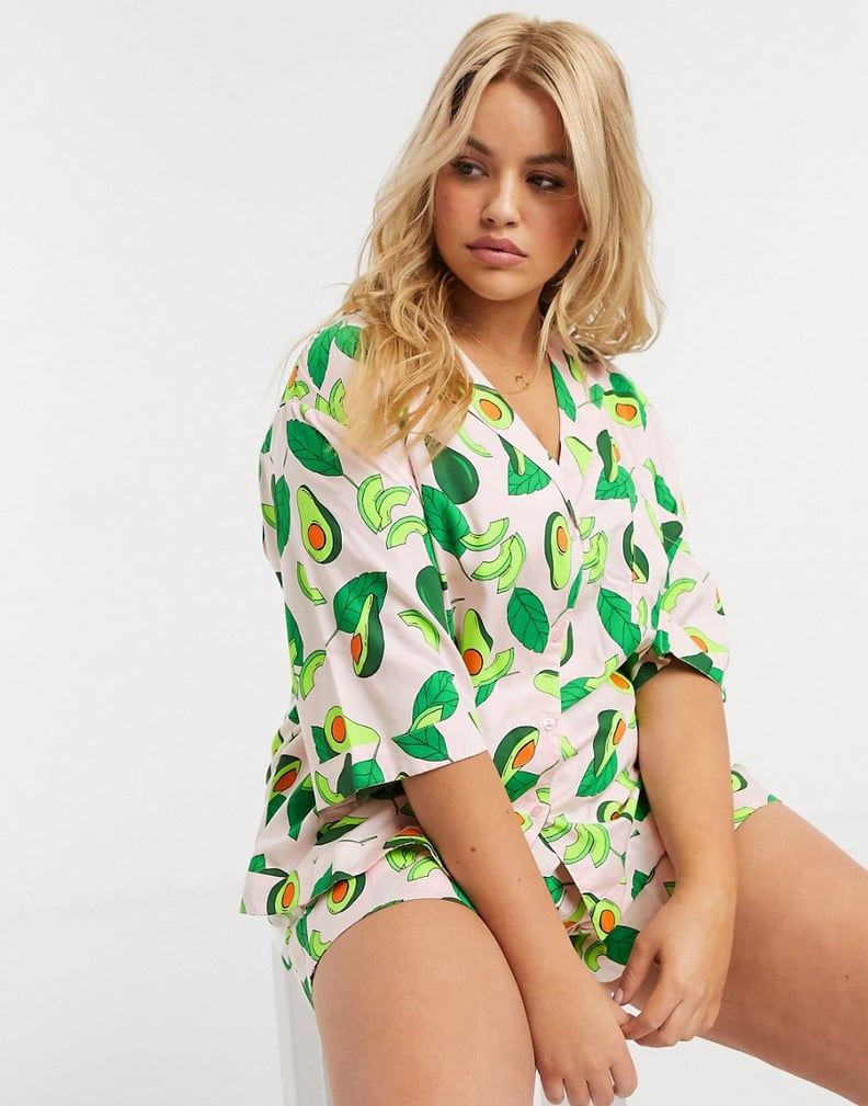 ASOS Design Curve Avocado Print Modal Pajama Set