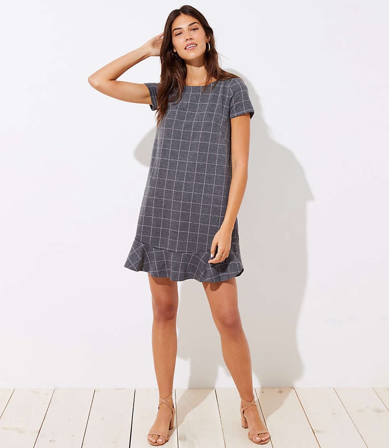 LOFT Windowpane Flounce Dress