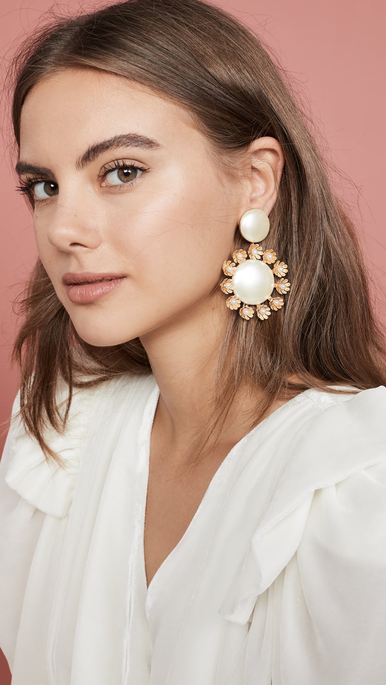 Lele Sadoughi Round Earrings with Plumeria Trim