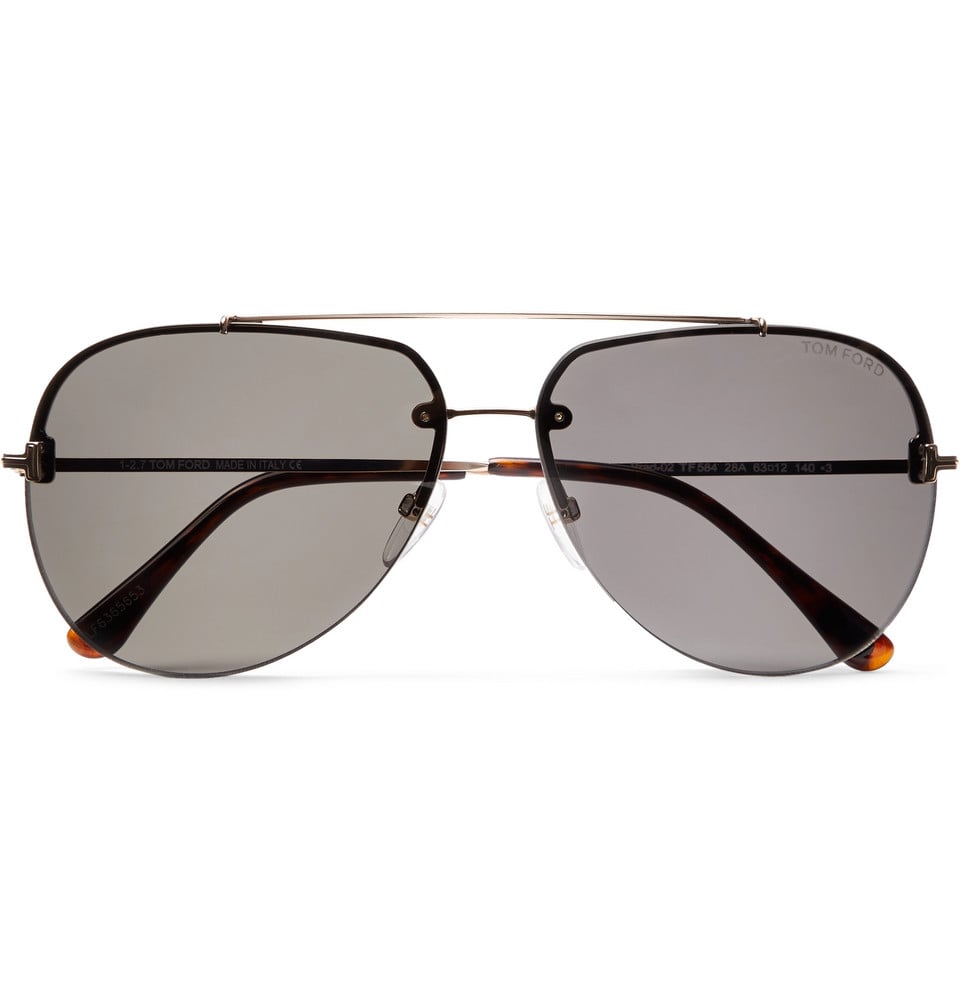 Tom Ford Brad Aviator-Style Silver-Tone Sunglasses