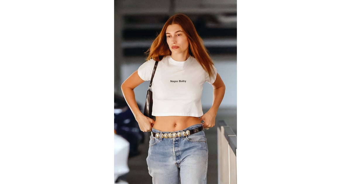 Hailey Bieber Wears "Nepo Baby" Tee In LA Hailey Bieber's Nepo Baby Shirt Reactions POPSUGAR
