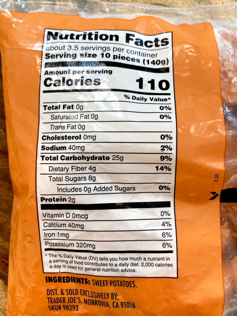 Trader Joe's Frozen Mashed Sweet Potatoes Nutritional Info