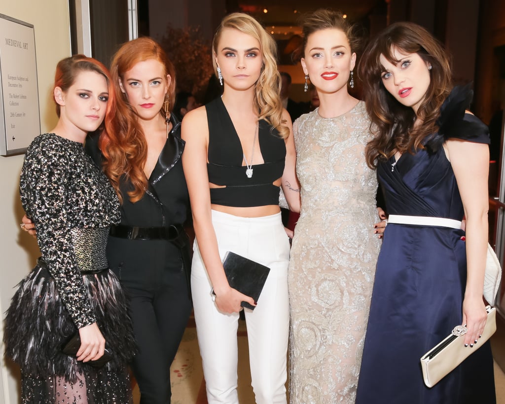 Kristen Stewart, Riley Keough, Cara Delevingne, Amber Heard, and Zooey Deschanel met up for a snap.