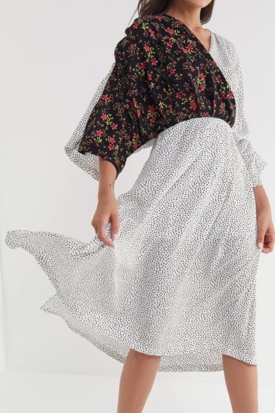 Ghospell Beyond the Dot Midi Wrap Dress