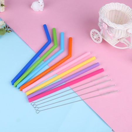 Supersellers Multi-colour Silicone Reusable Drinking Straws