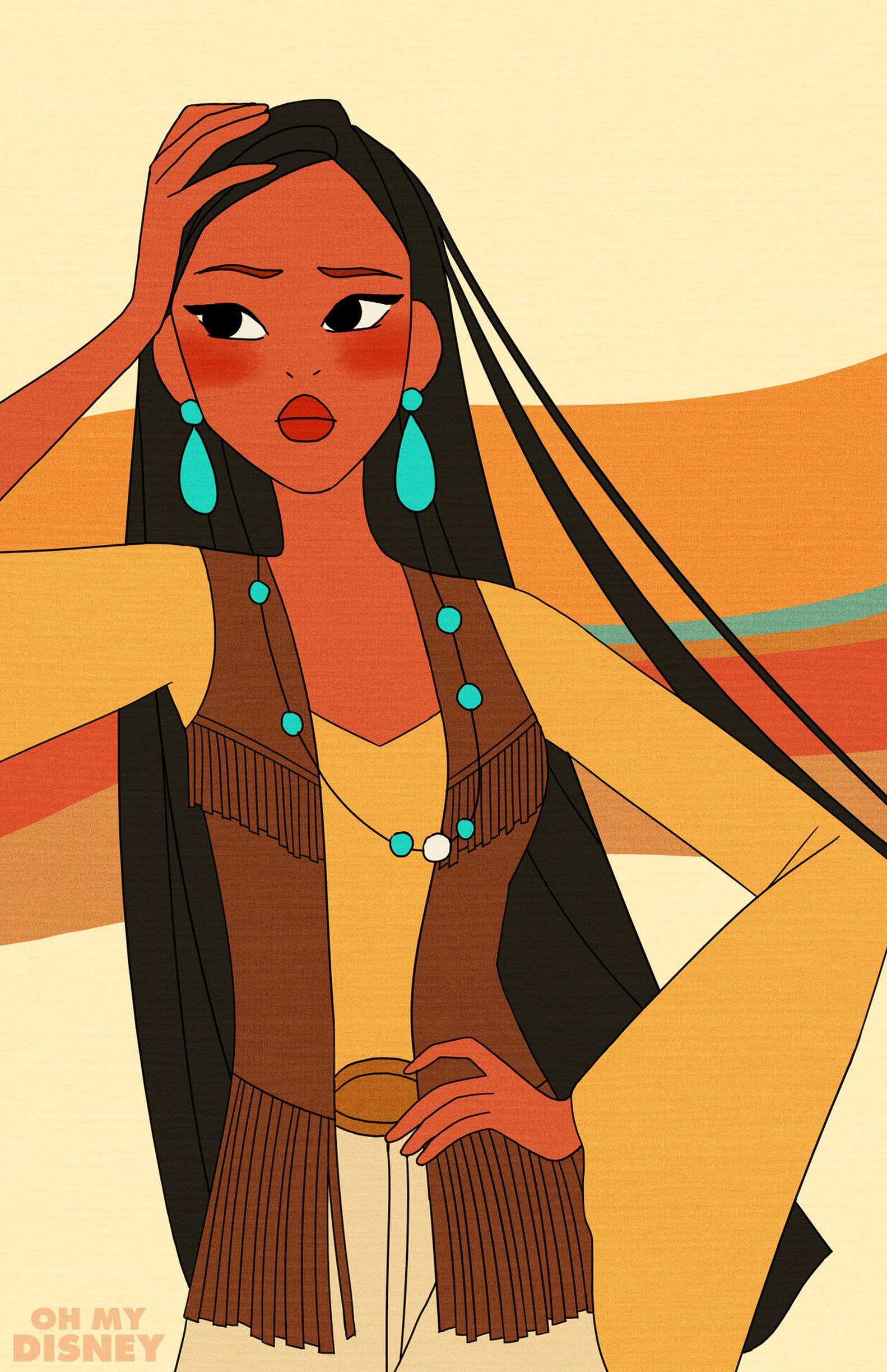 Disney Princesses Dressed in 70s Style PS Fashion