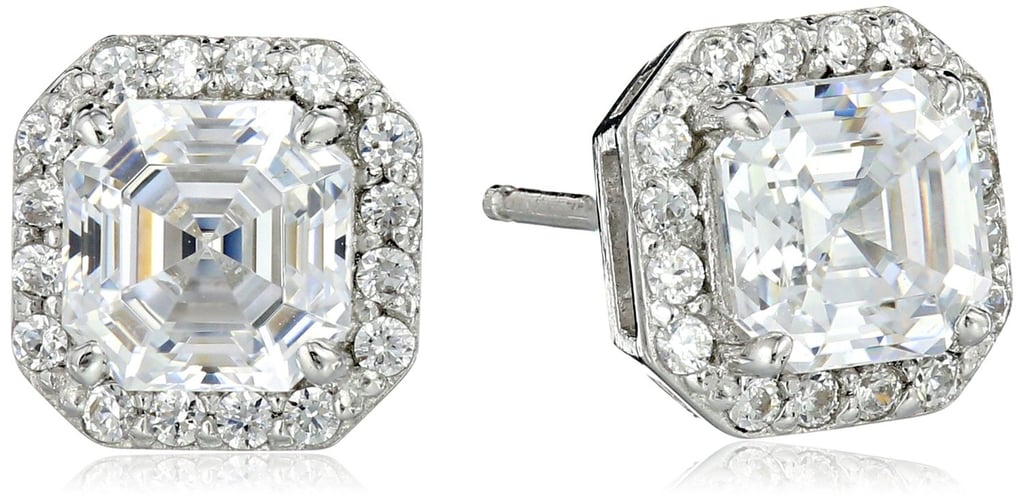 Swarovski Myia Passiello Timeless Platinum-Plated Sterling Silver and Zirconia Asscher-Cut Halo Earrings ($79)