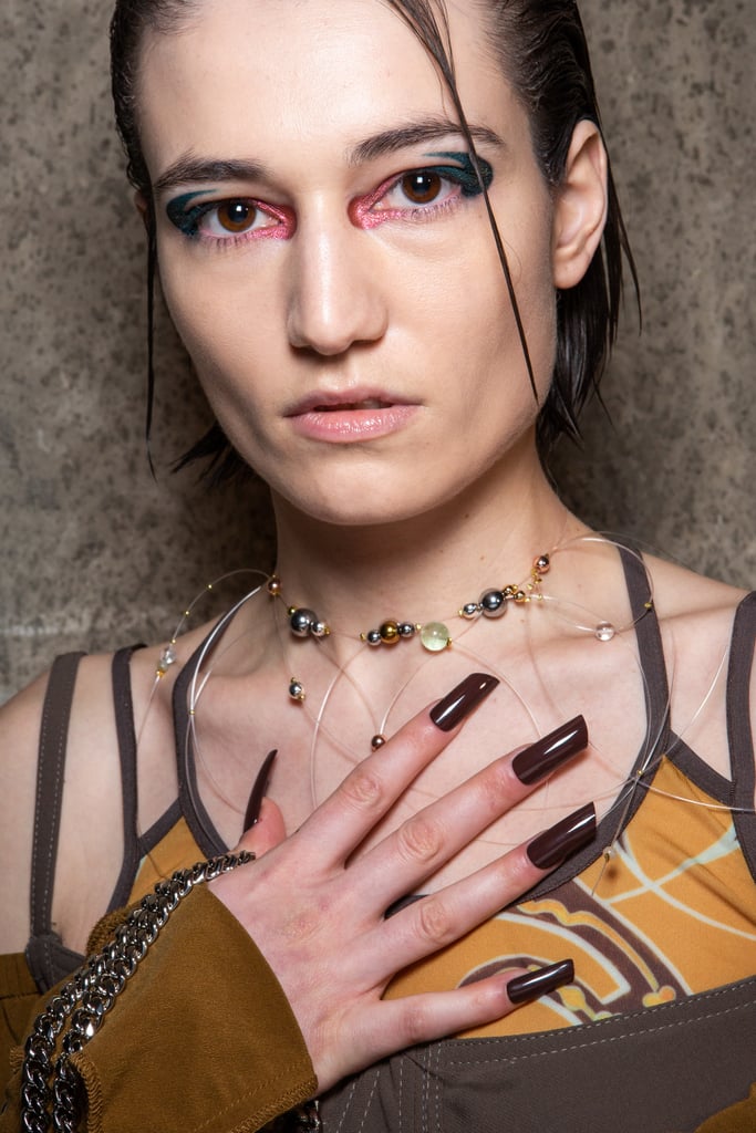 Charlotte Knowles's Lipstick Shaped Nails at LFW Autumn 2020