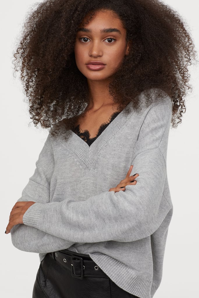 H&M Lace-Trimmed Sweater