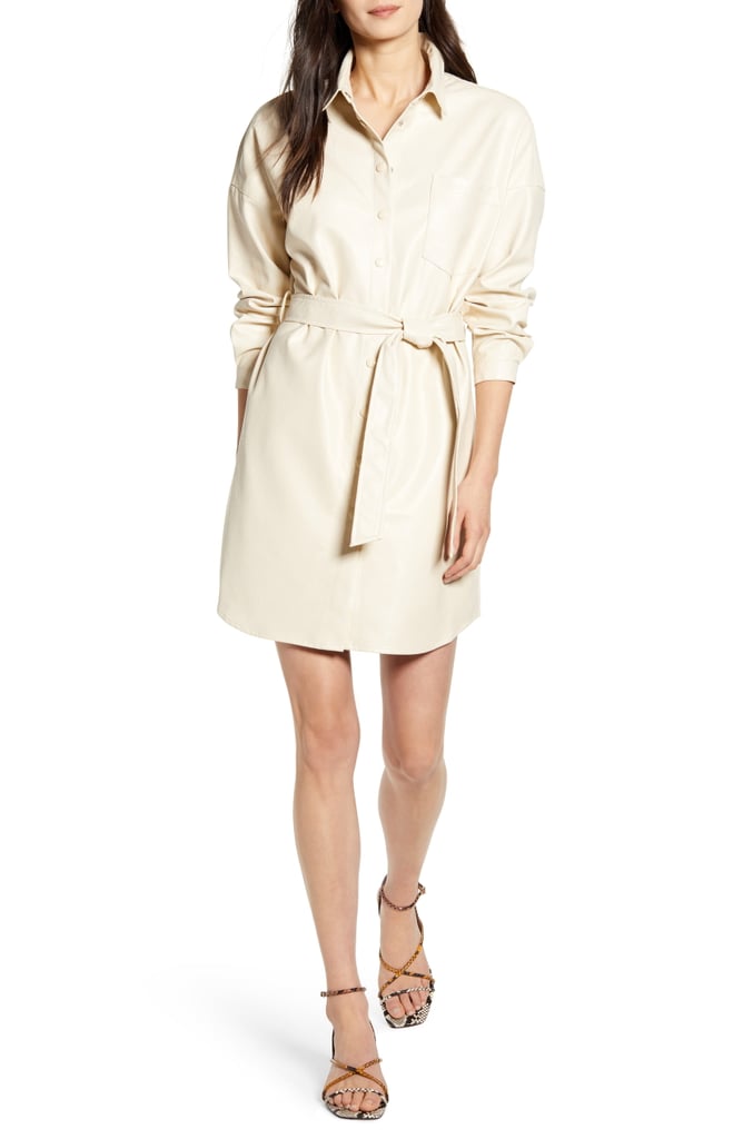 FRNCH Aidee Tie-Waist Long-Sleeve Shirtdress