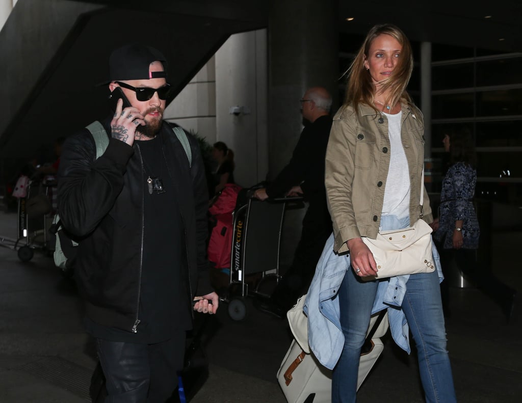 Cameron Diaz and Benji Madden Hold Hands LAX August 2015