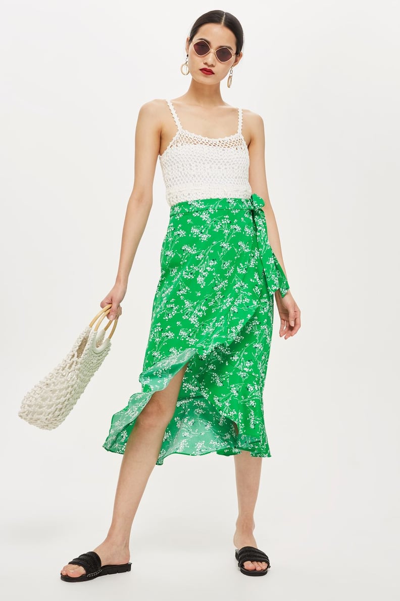 Topshop Floral Print Midi Skirt