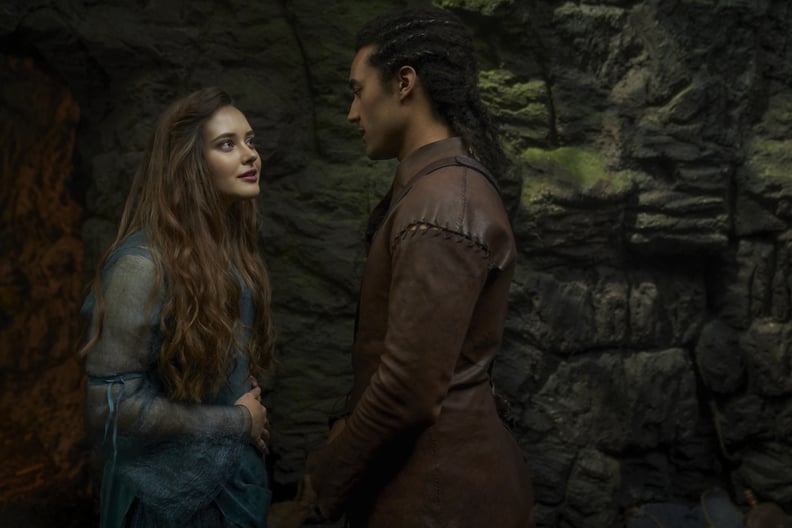 CURSED (L TO R) KATHERINE LANGFORD as NIMUE and DEVON TERRELL as ARTHUR in episode 105 of CURSED Cr. ROBERT VIGLASKY/Netflix  2020