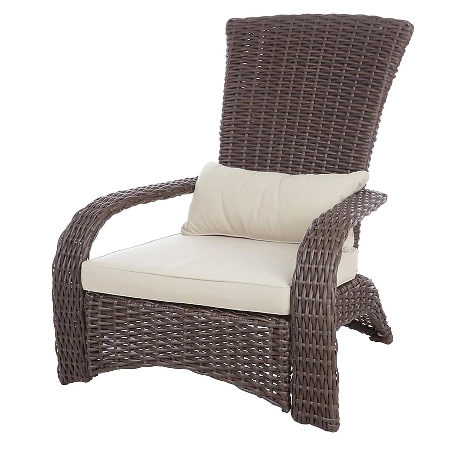 A Wicker Adirondack Chair: Patio Sense Wicker Brown Metal Frame Stationary Adirondack Chair